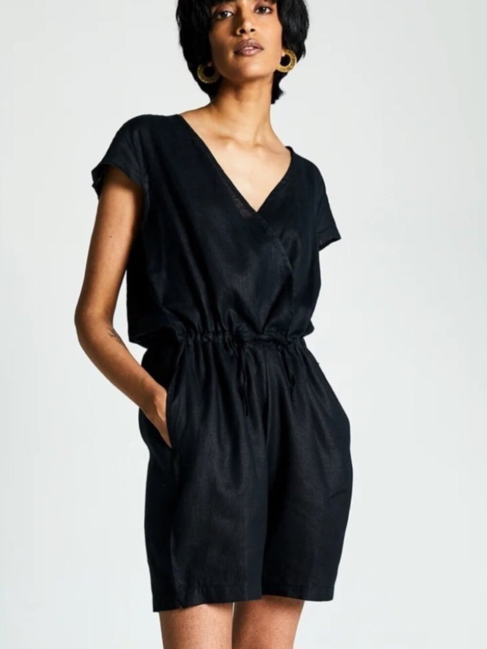 NWT Reistor 100% Hemp Black Drawstring Romper